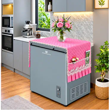 Premium Deep Fridge Cover (Pink)