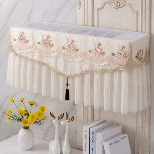 1 Ton Floral  AC Cover (Off White)