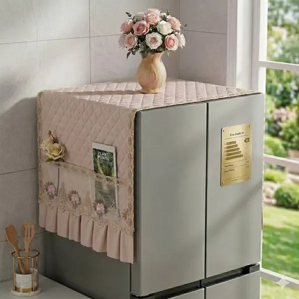 Premium Double Door Fridge Cover (Cream)