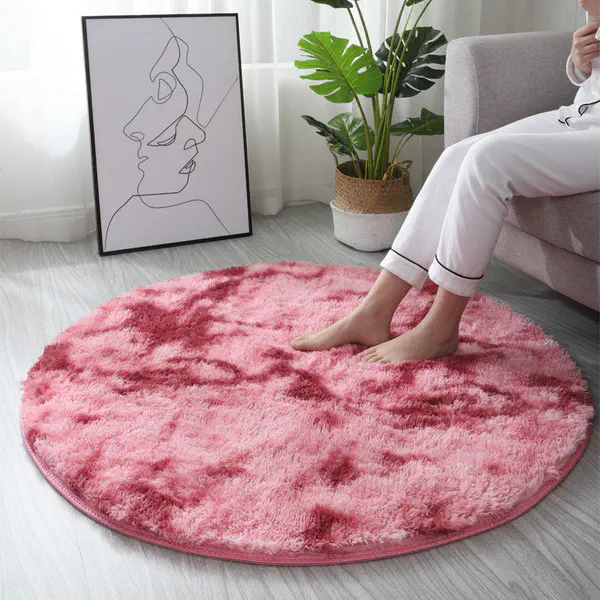 Round Carpet Floor Mats(Rose Red)