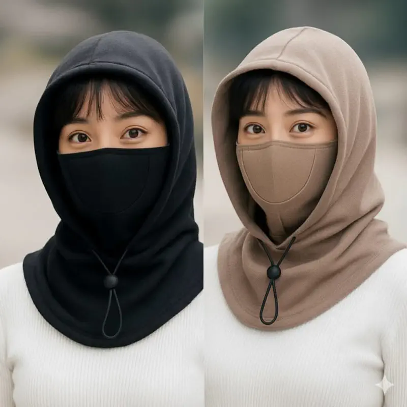 Winter Full Face Mask ২ পিচ (১ পিচ ব্লাক+১ পিচ ব্রাউন)