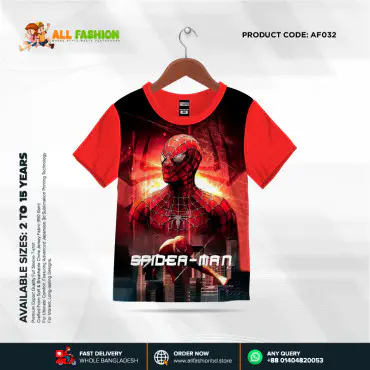 Spider-Man Half-sleeve 3D Sublimation T-shirts For kids -AF032