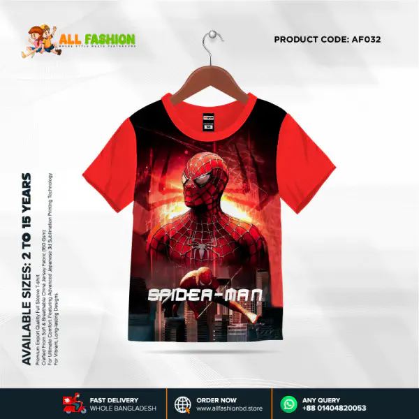 Spider-Man Half-sleeve 3D Sublimation T-shirts For kids -AF032