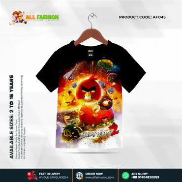 Angry Birds Half-sleeve 3D Sublimation T-shirts For kids -AF085