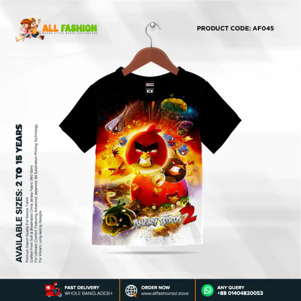 Angry Birds Half-sleeve 3D Sublimation T-shirts For kids -AF085