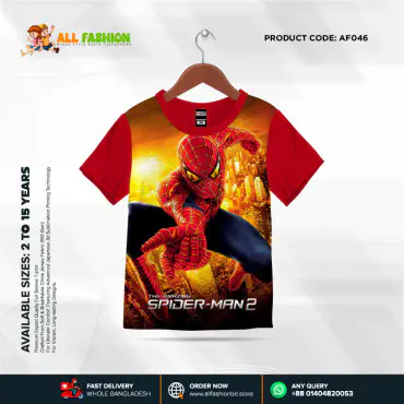 Spider-Man Half-sleeve 3D Sublimation T-shirts For kids - AF24
