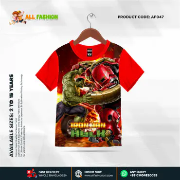 Iron Man Vs Hulk Half-sleeve 3D Sublimation T-shirts For kids - AF047