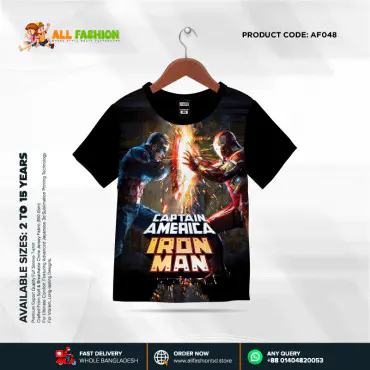 Captain America Ironman Half-sleeve 3D Sublimation T-shirts For kids-AF048 