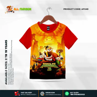 KUNG FU PANDA 3    KIDS 3D T-SHIRT HALF SLEEVE (SUBLIMATION)AF049