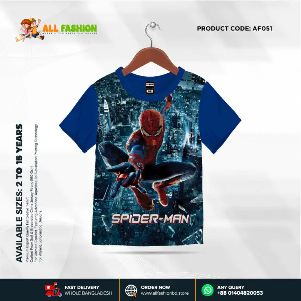 Spider-Man Half-sleeve 3D Sublimation T-shirts For kids - AF051