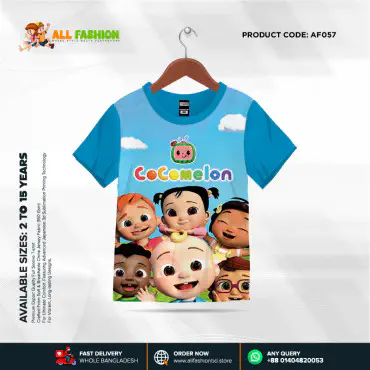 Cocomelon Half-sleeve 3D Sublimation T-shirts For kids - AF057
