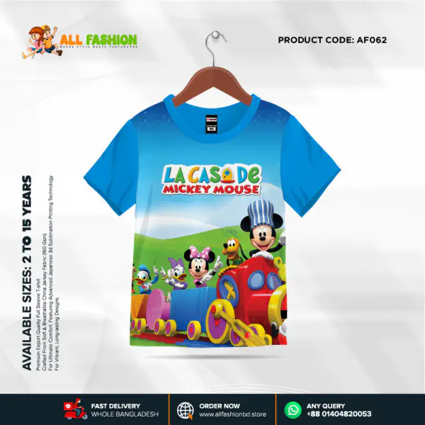 Mickey Muuse Half-sleeve 3D Sublimation T-shirts For kids - Code: AF52