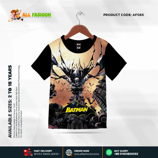 Batman Half-sleeve 3D Sublimation T-shirts For kids -AF065