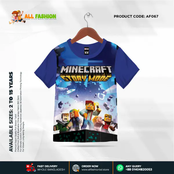 Maincrifet Navy Half-sleeve 3D Sublimation T-shirts For kids - AF067