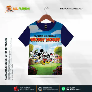Mickey Mouse Half-sleeve 3D Sublimation T-shirts For kids - AF071