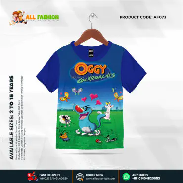 Oggy Half-sleeve 3D Sublimation T-shirts For kids - AF073