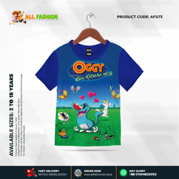 Oggy Half-sleeve 3D Sublimation T-shirts For kids - AF073