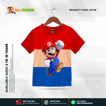 Mario Half-sleeve 3D Sublimation T-shirts For kids - AF078