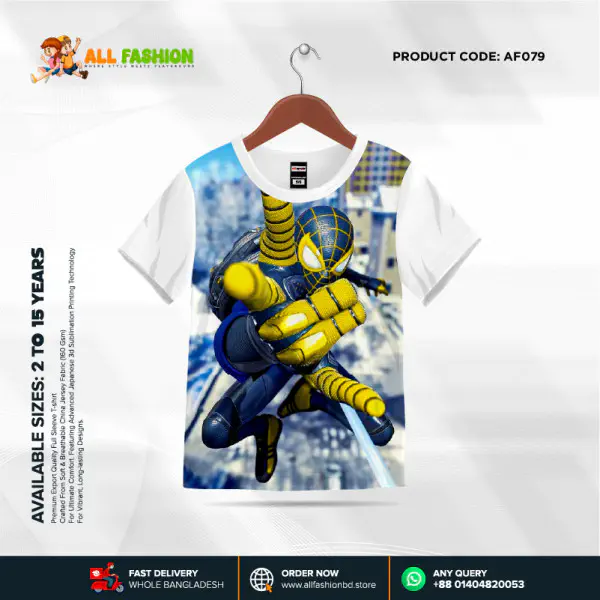 Spider-Man Half-sleeve 3D Sublimation T-shirts For kids - AF37
