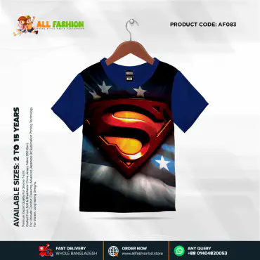Super-Man Half-sleeve 3D Sublimation T-shirts For kids - AF42