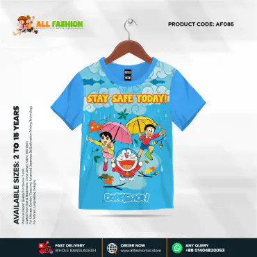 Dorimon Half-sleeve 3D Sublimation T-shirts For kids - AF086
