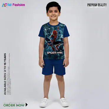 Spider-Man Half-sleeve 3D Sublimation T-shirts Set For kids - Code: AF66