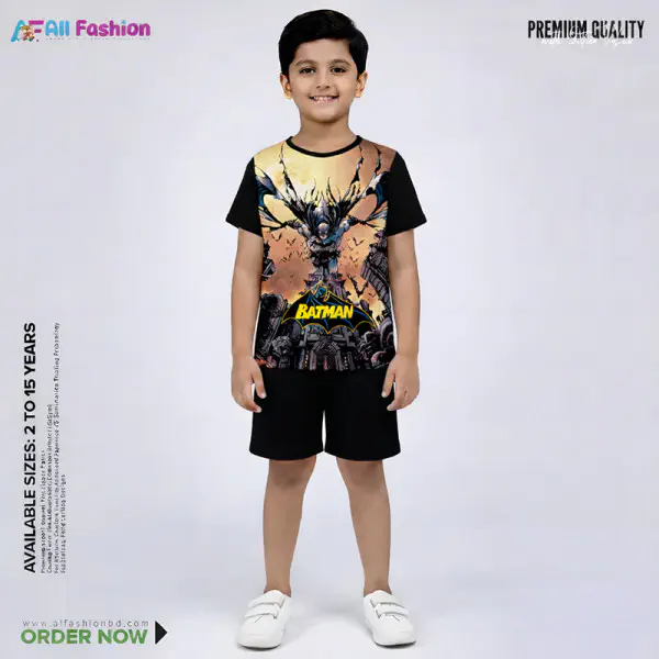 Batman Half-sleeve 3D Sublimation T-shirts Set For kids - Code: AF09