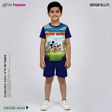 Mickey Mouse Half-sleeve 3D Sublimation T-shirts Set For kids - Code: MB34