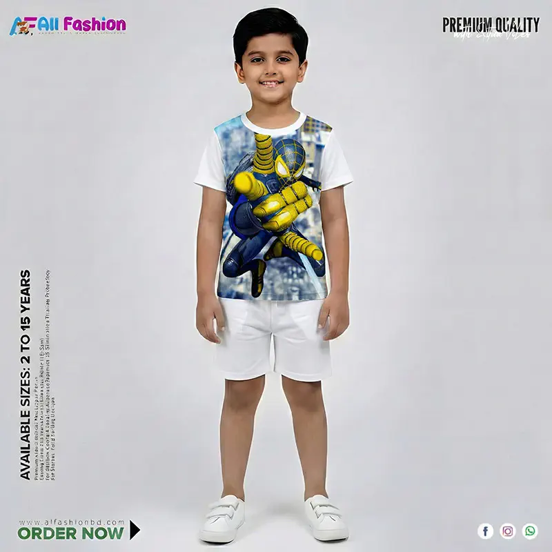 Spider-Man Half-sleeve 3D Sublimation T-shirts Set For kids - Code: AF37