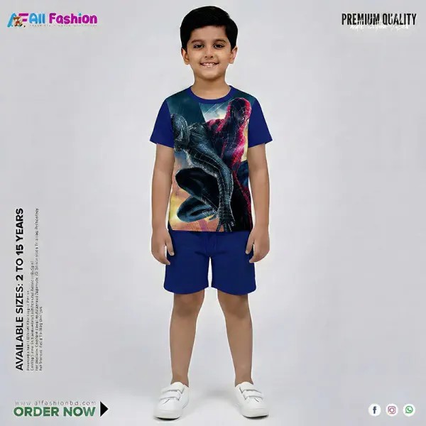 Spider Man Half-sleeve 3D Sublimation T-shirts Set For kids -AF081