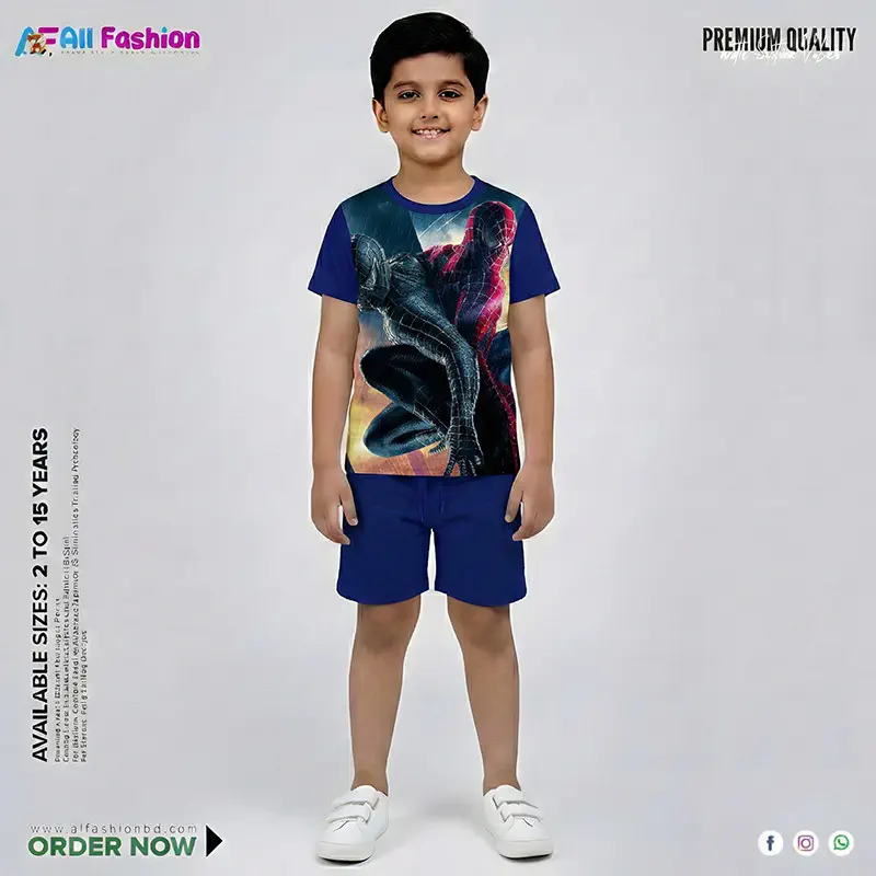Spider Man Half-sleeve 3D Sublimation T-shirts Set For kids -AF081