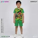 Shiva Light Green Half-sleeve 3D Sublimation T-shirts Set For kids - Code: AF15