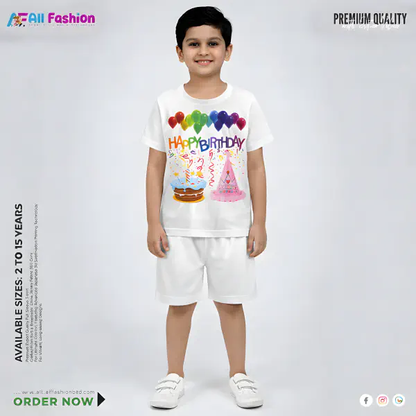 Happy Birthday Half-sleeve 3D Sublimation T-shirts For kids - Code: AF32