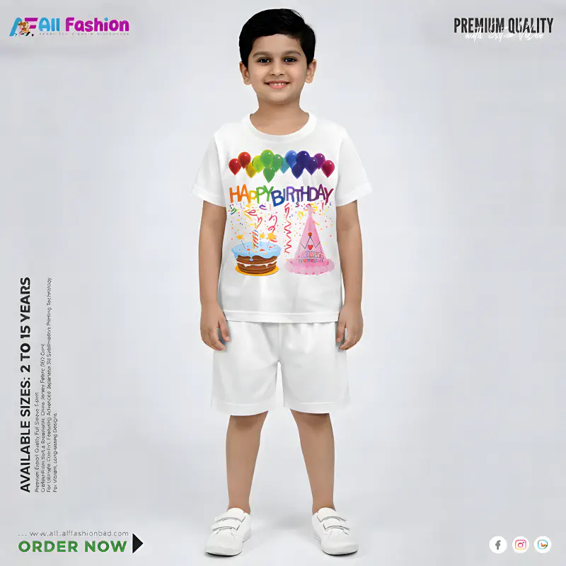 Happy Birthday Half-sleeve 3D Sublimation T-shirts For kids - Code: AF32