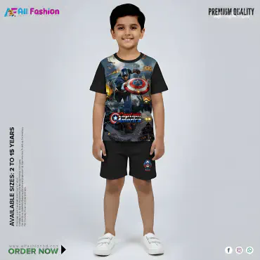    Captain America Half-sleeve 3D Sublimation T-shirts For kids-AF058     
