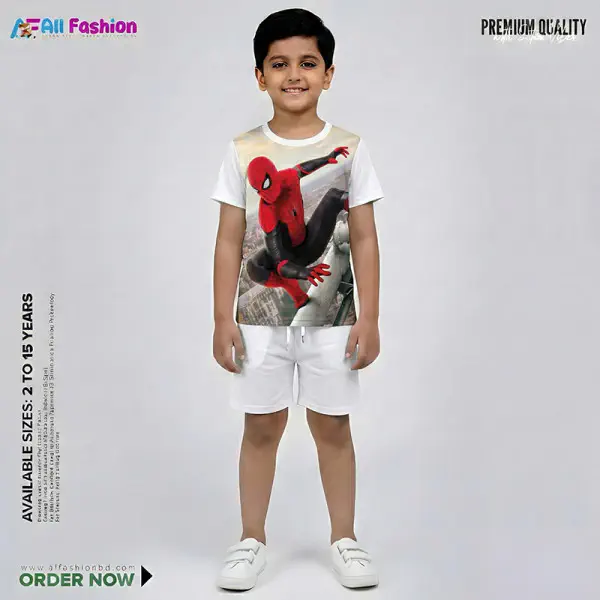  Spider-Man Half-sleeve 3D Sublimation T-shirts Set For kids - Code: MB02