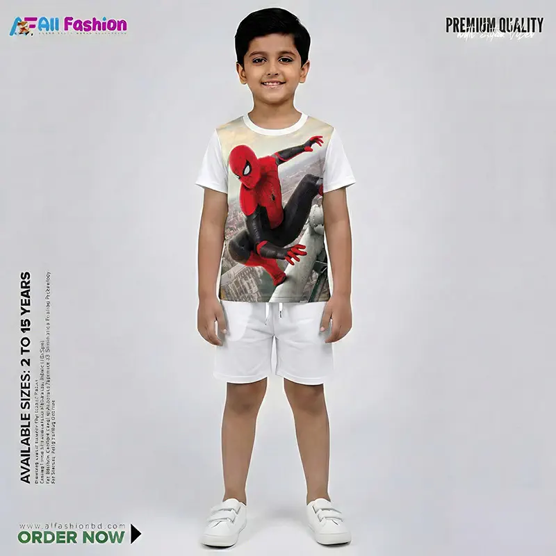  Spider-Man Half-sleeve 3D Sublimation T-shirts Set For kids - Code: MB02