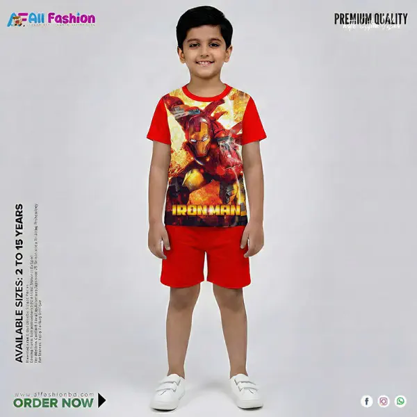Iron Man Half-sleeve 3D Sublimation T-shirts For kids - Code: AF46