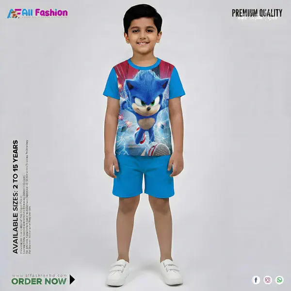 Sonic Half-sleeve 3D Sublimation T-shirts For kids - Code: AF85