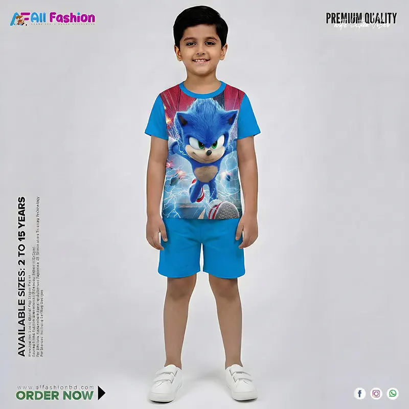 Sonic Half-sleeve 3D Sublimation T-shirts For kids - Code: AF85