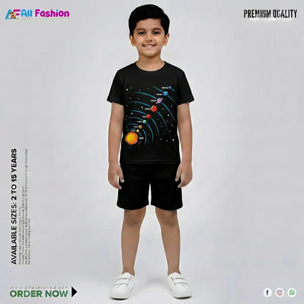  Earth Half-sleeve 3D Sublimation T-shirts For kids- Code: AF10