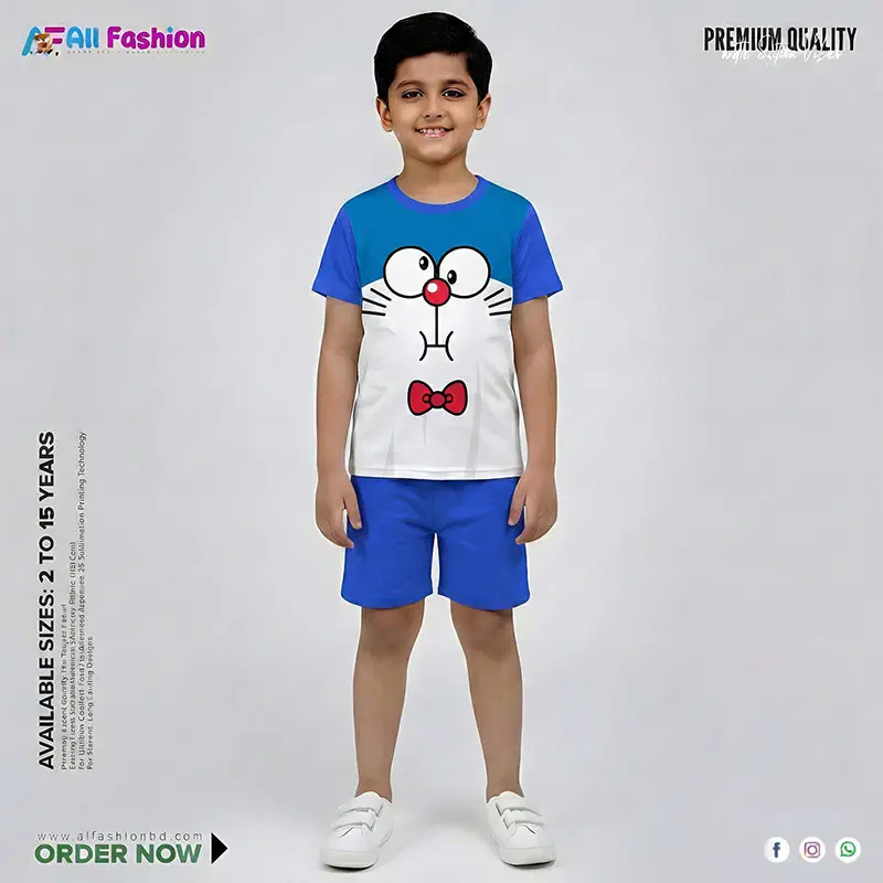 Dorimon Half-sleeve 3D Sublimation T-shirts For kids - Code: AF58