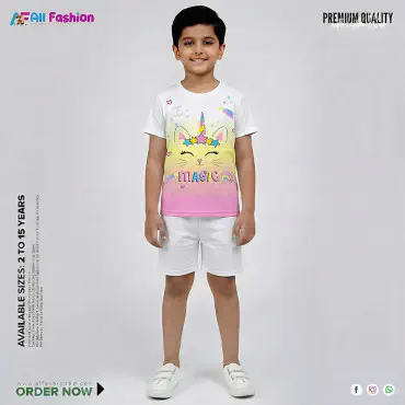 Cat Magic Half-sleeve 3D Sublimation T-shirts For kids - MB11