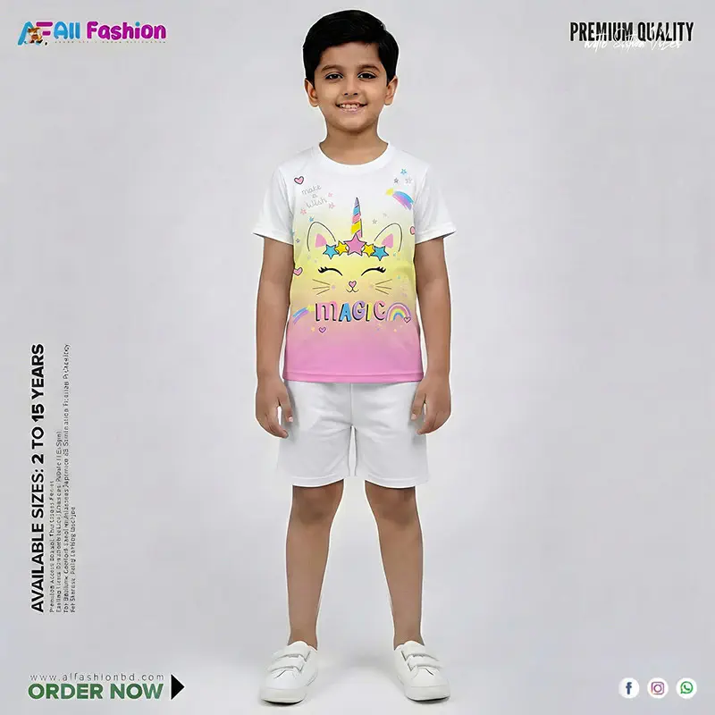 Cat Magic Half-sleeve 3D Sublimation T-shirts For kids - MB11