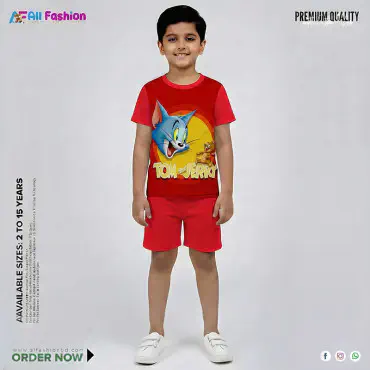 Tom & Jerry Half-sleeve 3D Sublimation T-shirts Set For kids - Code: MB05