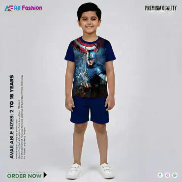 Captain America Half-sleeve 3D Sublimation T-shirts For kids - Code: AF25