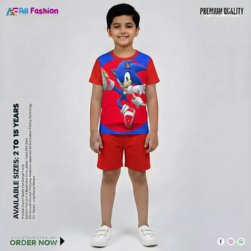 Sonic Half-sleeve 3D Sublimation T-shirts For kids - Code: MB06