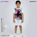 Spider Man White Half-sleeve 3D Sublimation T-shirts Set For kids - Code: AF39