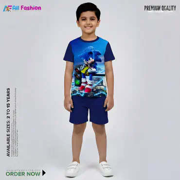 Sonic Navy Half-sleeve 3D Sublimation T-shirts For kids - Code: AF21