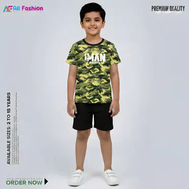 ARMY Print Half-sleeve 3D Sublimation T-shirts Set For kids -Code: AF06